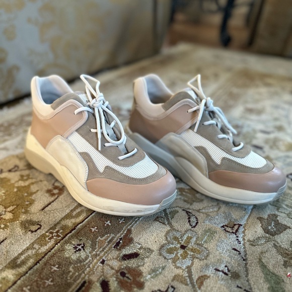 & Other Stories Chunky Sole Technical Sneakers Beige White Color Block Size 10 - Picture 3 of 11